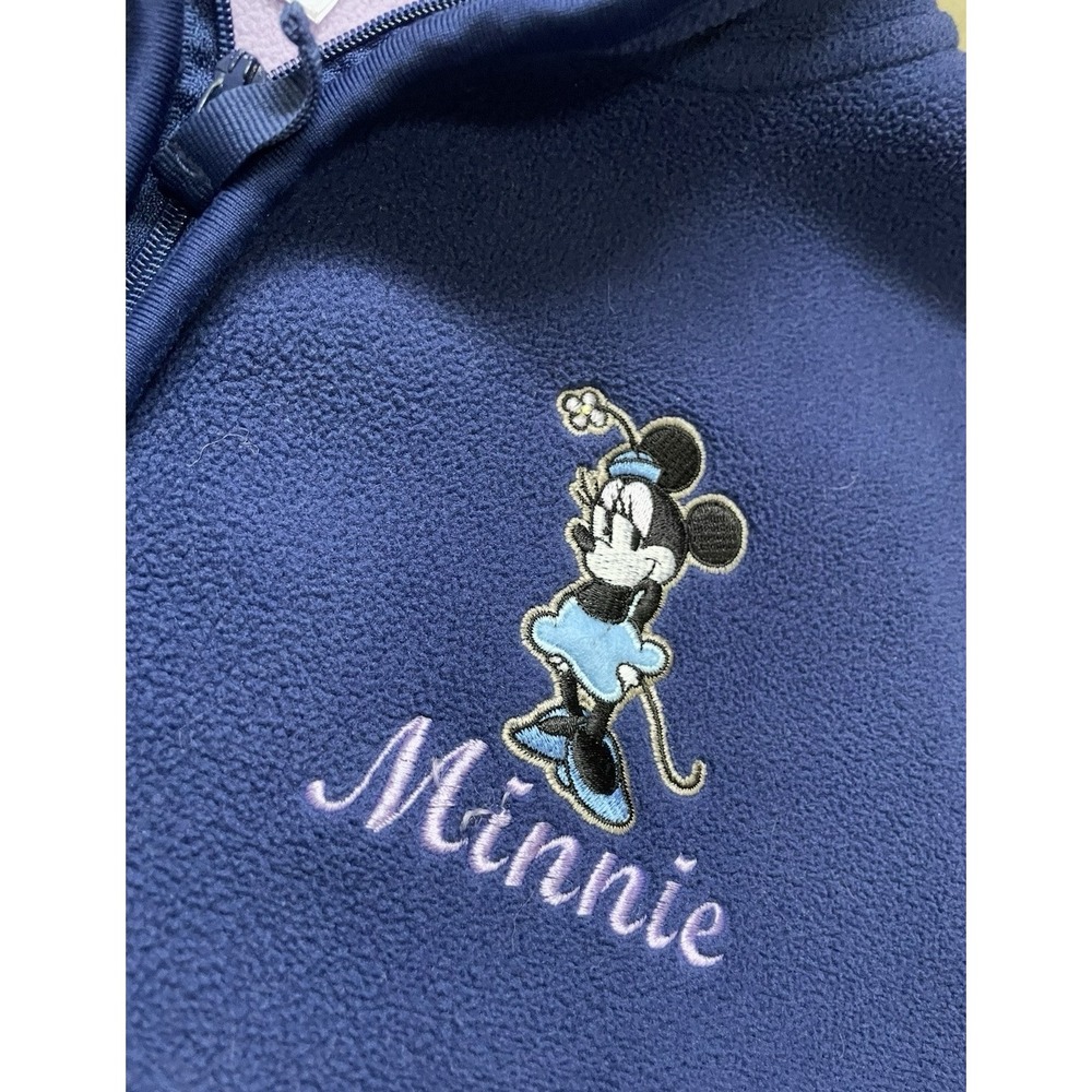 Minnie Mouse Womens XL Full Zip Fleece Jacket Disney Embroidered Blue Purple - Picture 2 of 9